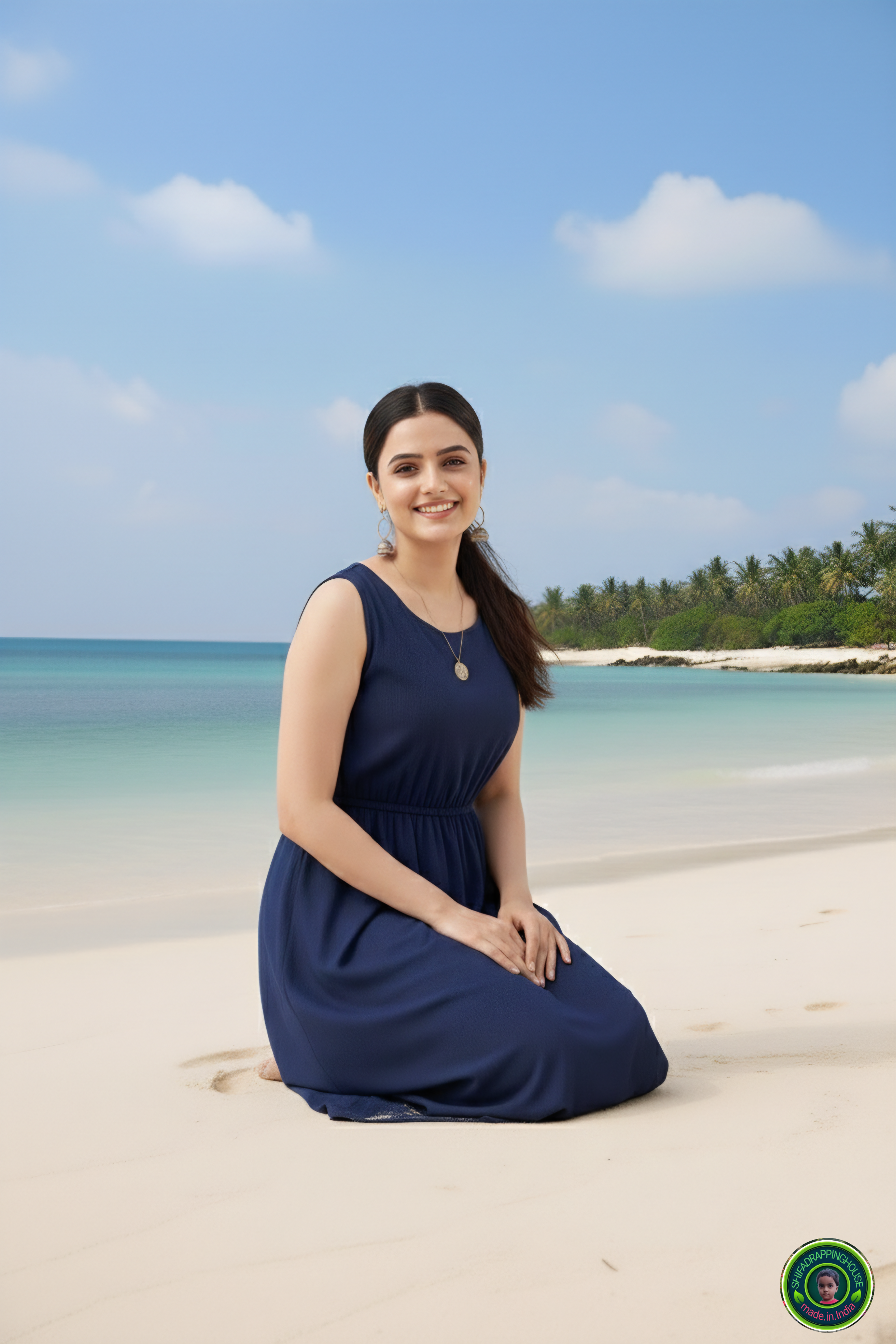 Luxury Navy Blue Denim Sleeveless Midi – Essential Tourist & Beach Wear