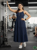 Indo-Western Navy Denim Step Dress – Perfect for Home, Gym & Office