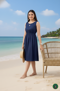 Luxury Navy Blue Denim Sleeveless Midi – Essential Tourist & Beach Wear