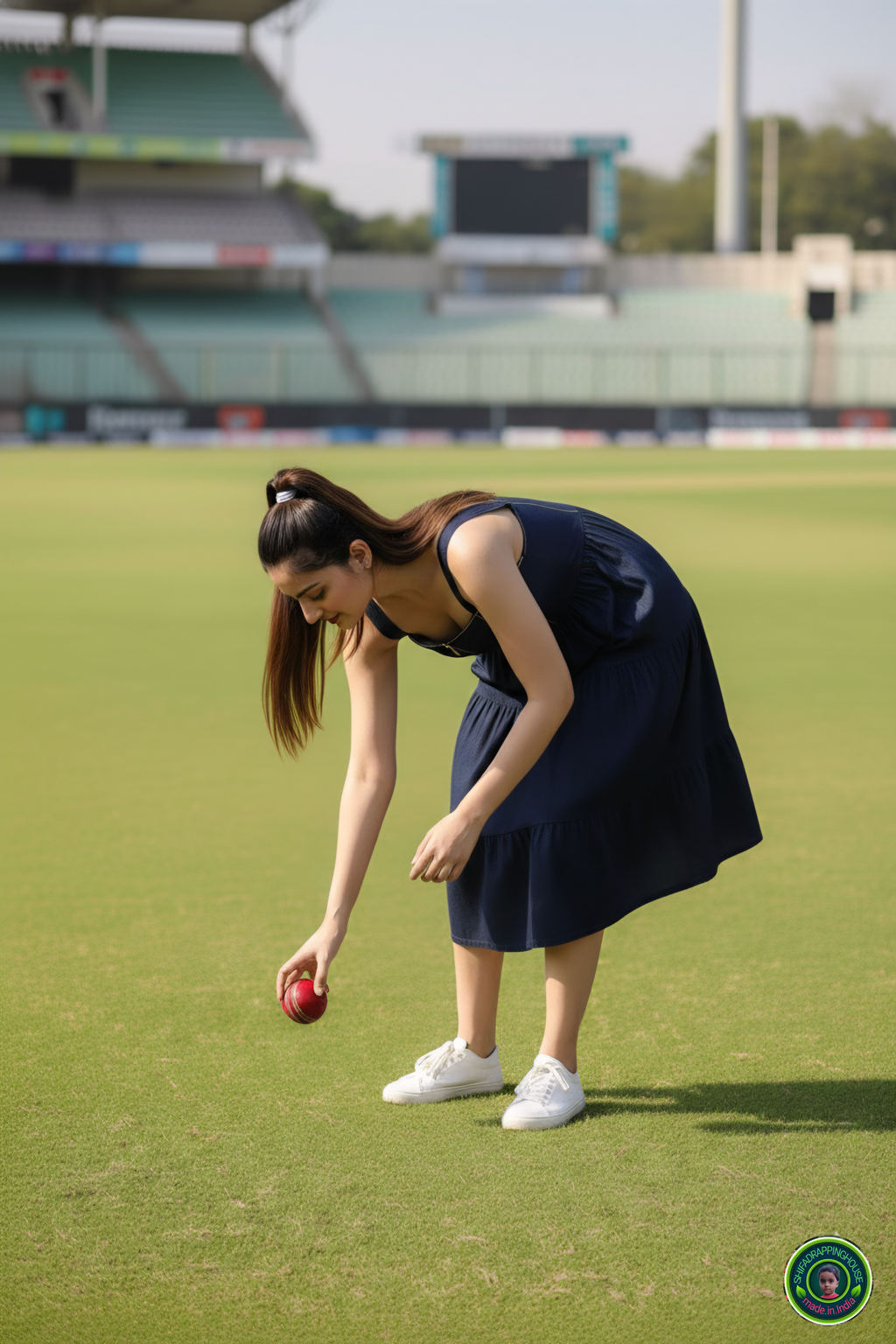 The Golden Era: 3-Layer Navy Denim Midi with Gold Coding Detail