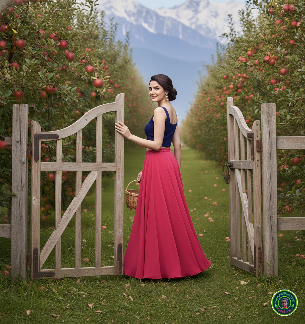 Premium Navy Blue Denim Square Neck Crop Blouse – Sleeveless Indo-Western Top (Padded & Lined)