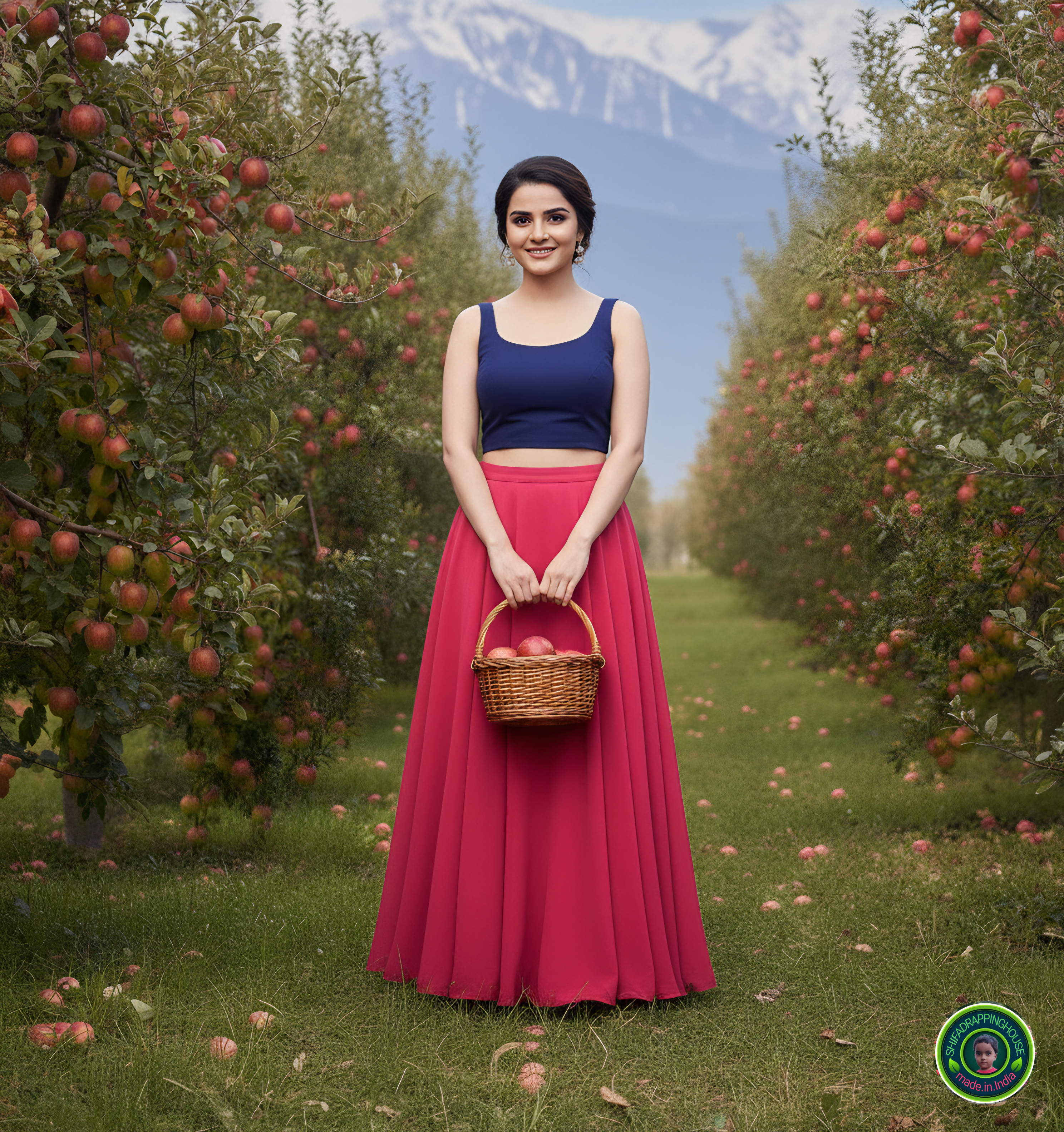 Premium Navy Blue Denim Square Neck Crop Blouse – Sleeveless Indo-Western Top (Padded & Lined)