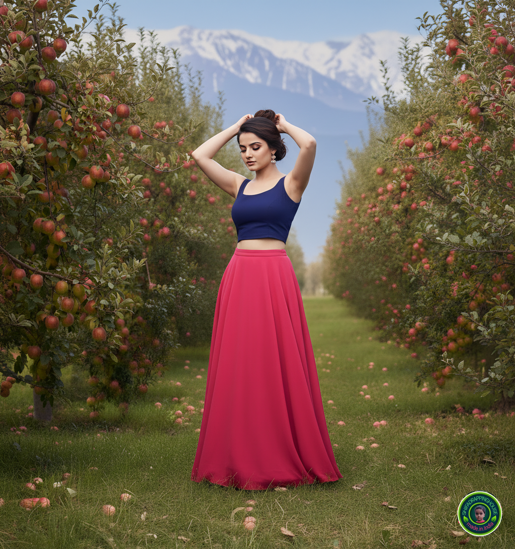 Premium Navy Blue Denim Square Neck Crop Blouse – Sleeveless Indo-Western Top (Padded & Lined)