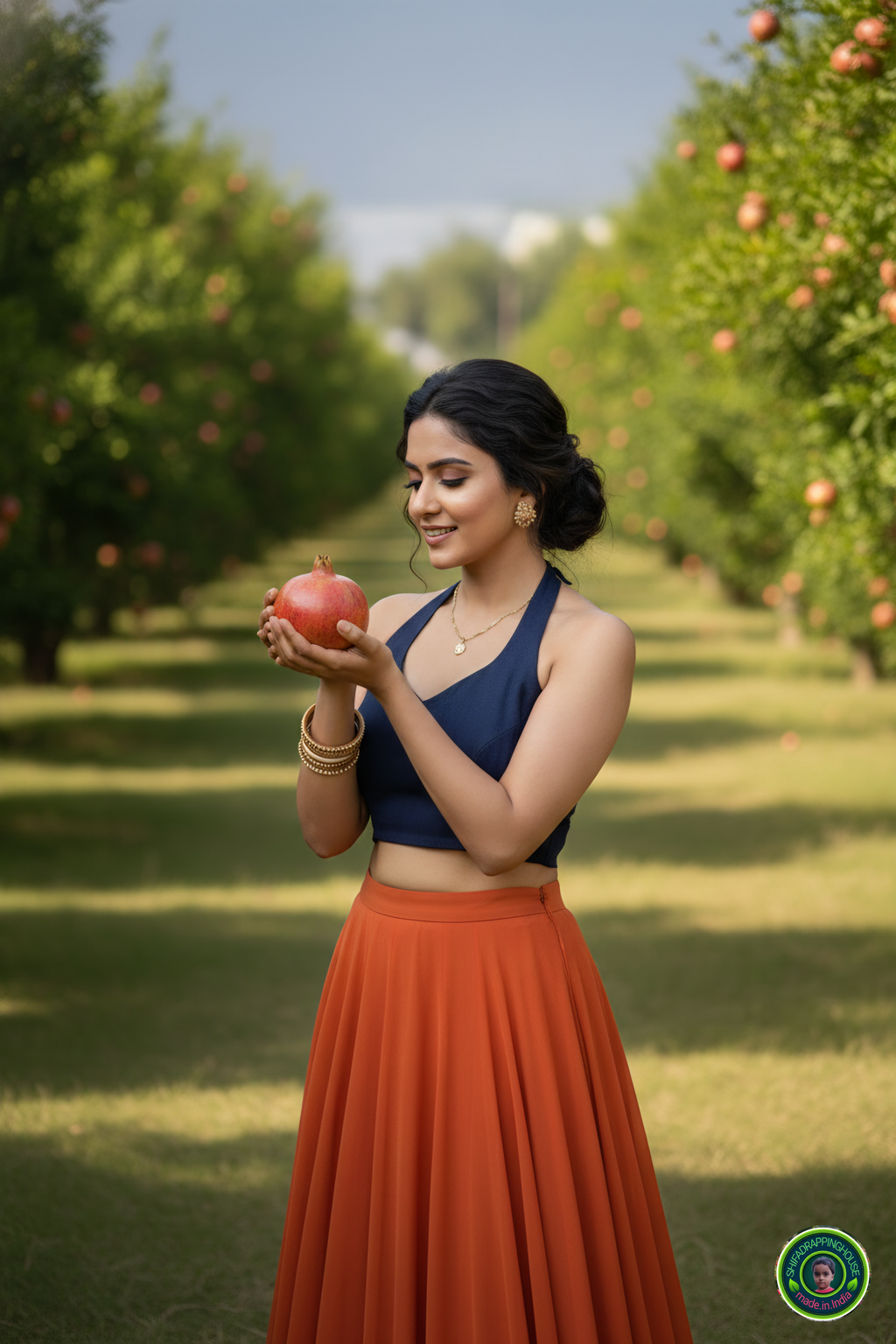 Premium Navy Blue Denim Alternate Halter Blouse – Luxury Princess Cut Indo-Western Top with Elegant Back Hook Opening