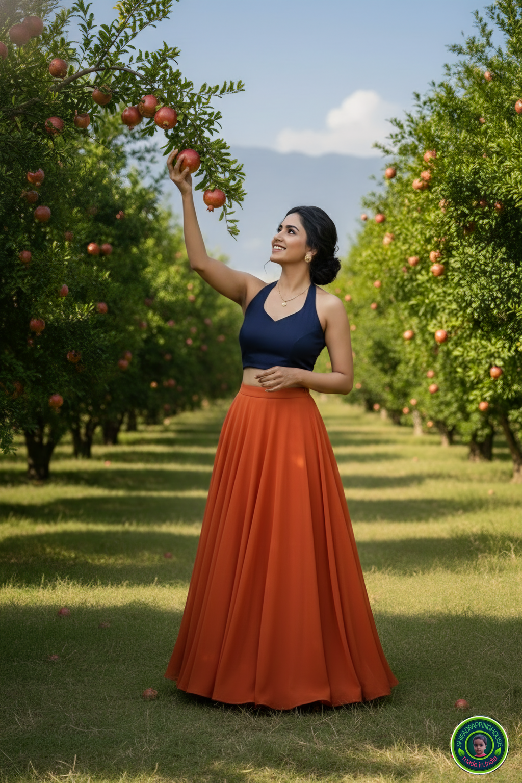 Premium Navy Blue Denim Alternate Halter Blouse – Luxury Princess Cut Indo-Western Top with Elegant Back Hook Opening