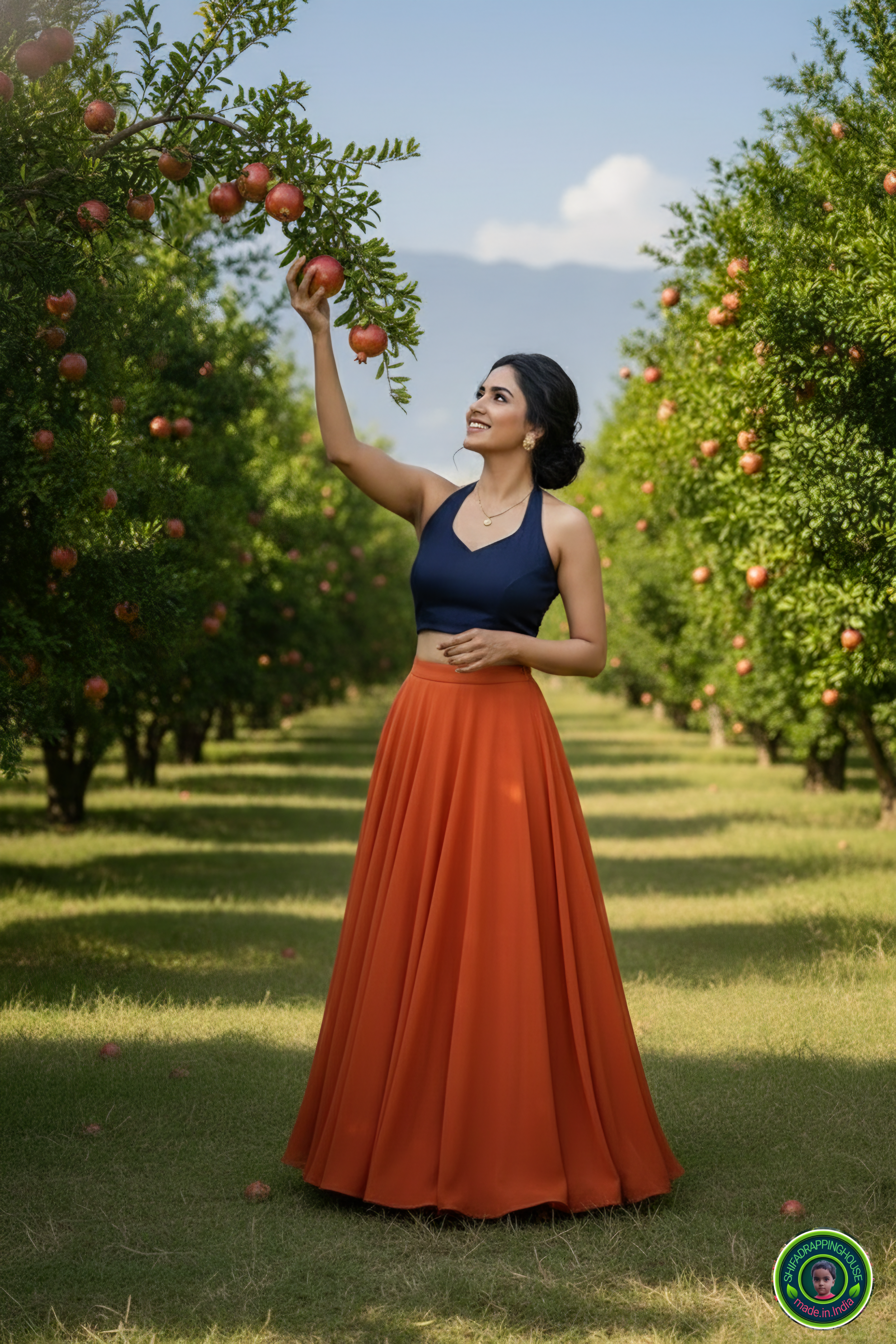 Premium Navy Blue Denim Alternate Halter Blouse – Luxury Princess Cut Indo-Western Top with Elegant Back Hook Opening