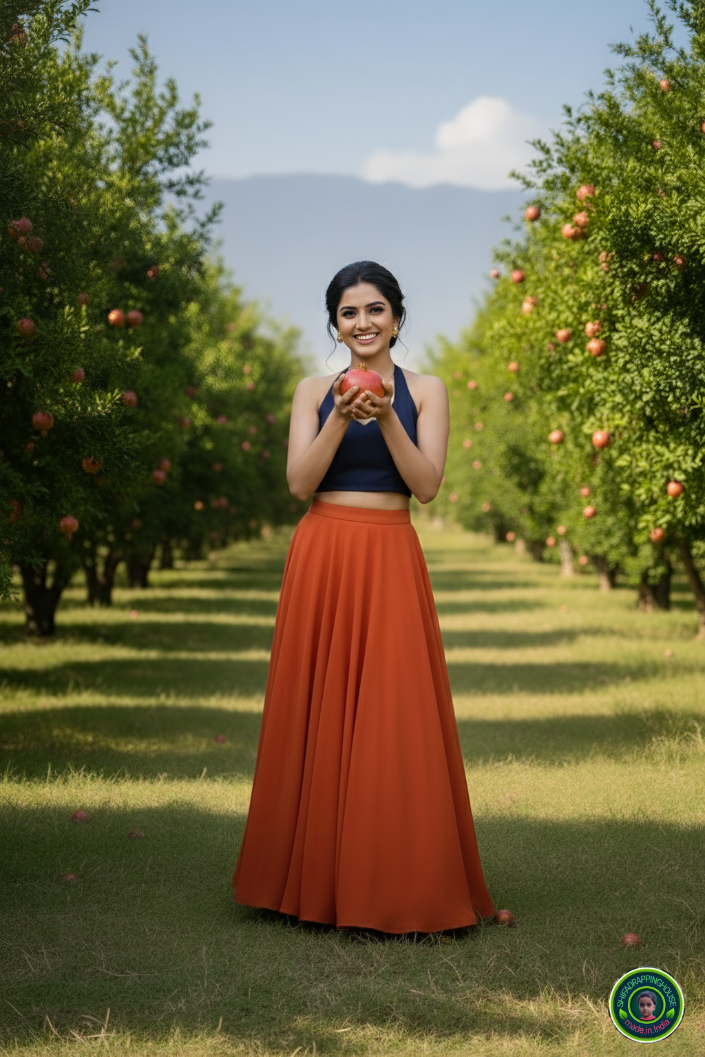 Premium Navy Blue Denim Alternate Halter Blouse – Luxury Princess Cut Indo-Western Top with Elegant Back Hook Opening