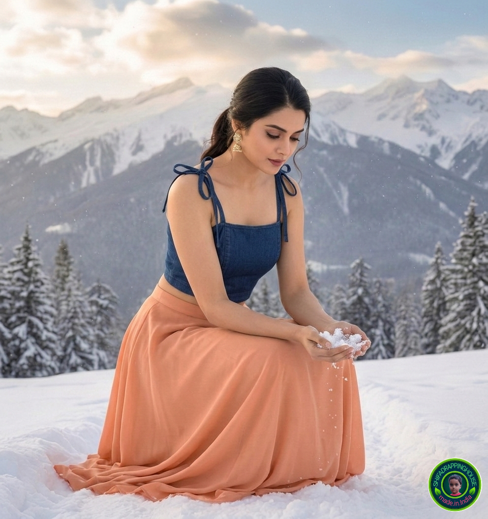 Premium Navy Blue Denim Tie-Up Shoulder Blouse – Princess Cut with Side Zipper