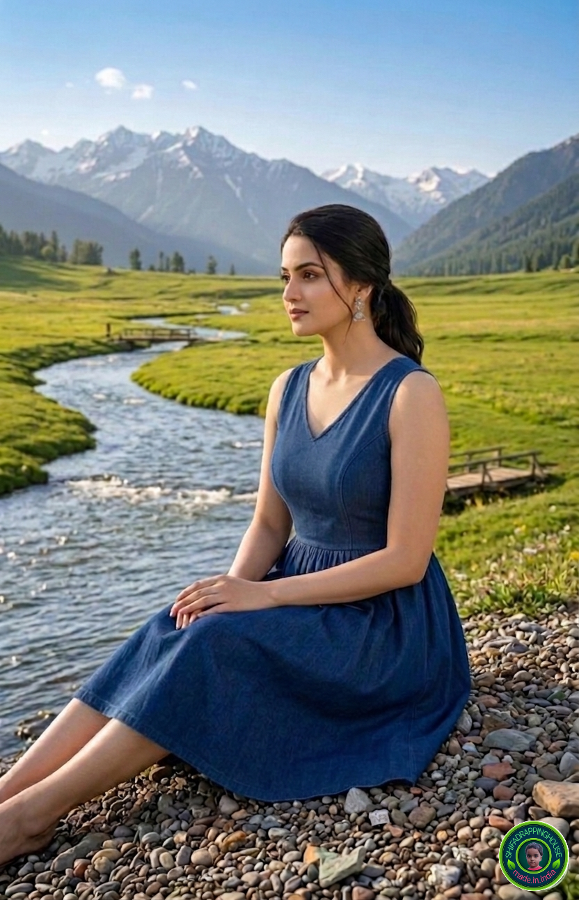 Indigo Denim Indo-Western Flared Tunic – Princess Cut Elegance