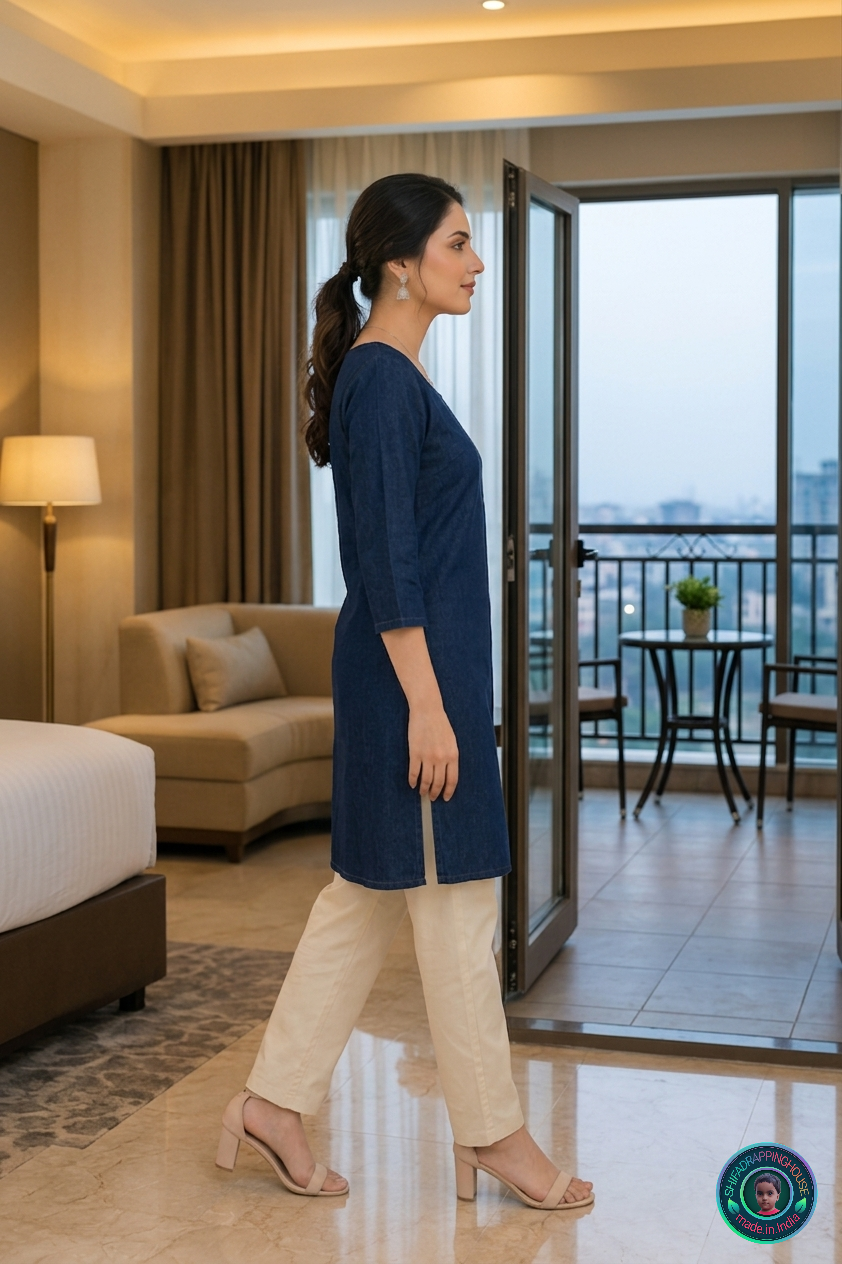 💎 Minimalist Navy Denim Kurta | Pure Fabric Pattern & Royal.Sober Luxury. Edition