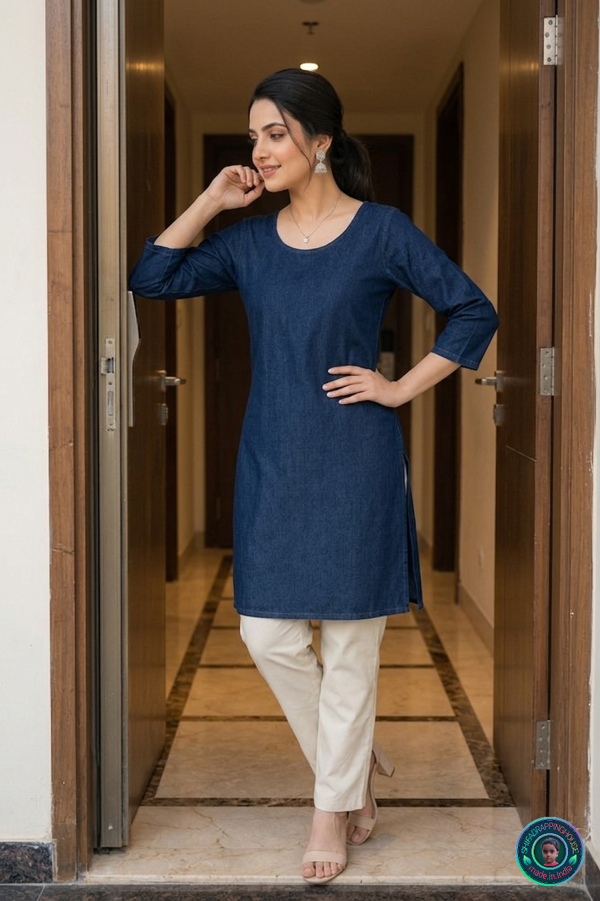 💎 Minimalist Navy Denim Kurta | Pure Fabric Pattern & Royal.Sober Luxury. Edition