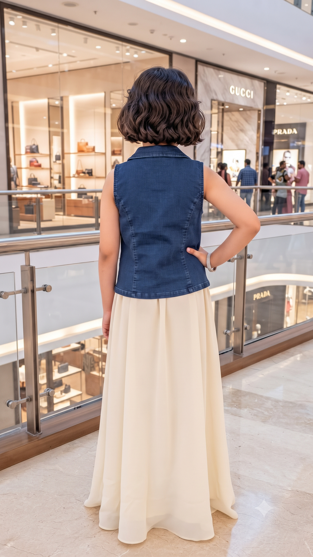 Classic Kids Denim Sleeveless Waistcoat – Matching Princess Indo-Western Top (Mom & Daughter Collection)