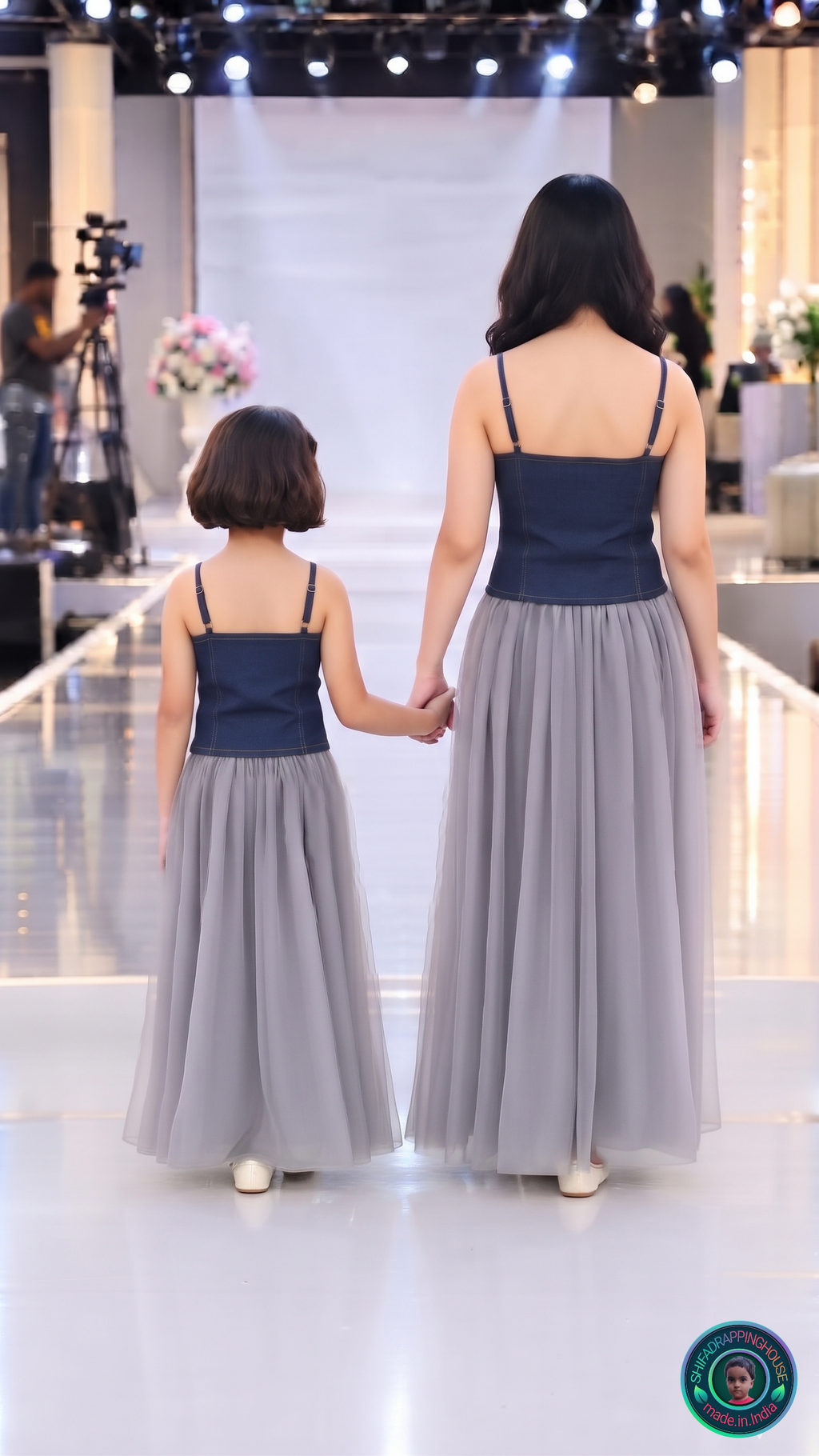 ShifaDrappinghouse Kids (Trendy): Premium Dark Wash Denim Spaghetti Strap Top – Sleek Slim Fit Camisole