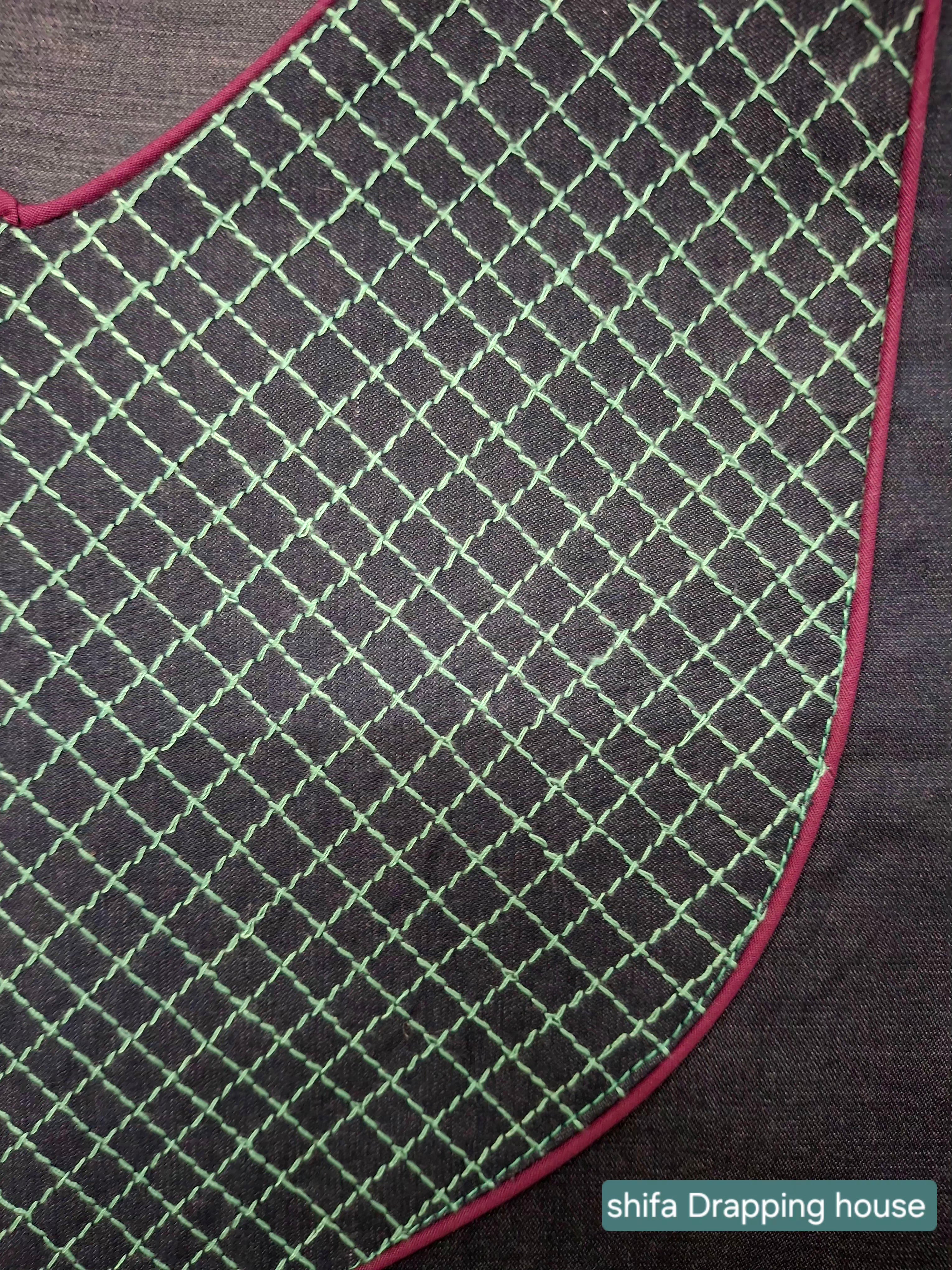 Shifa Drapping House Exclusive: Denim Blue Straight Fit Kurta