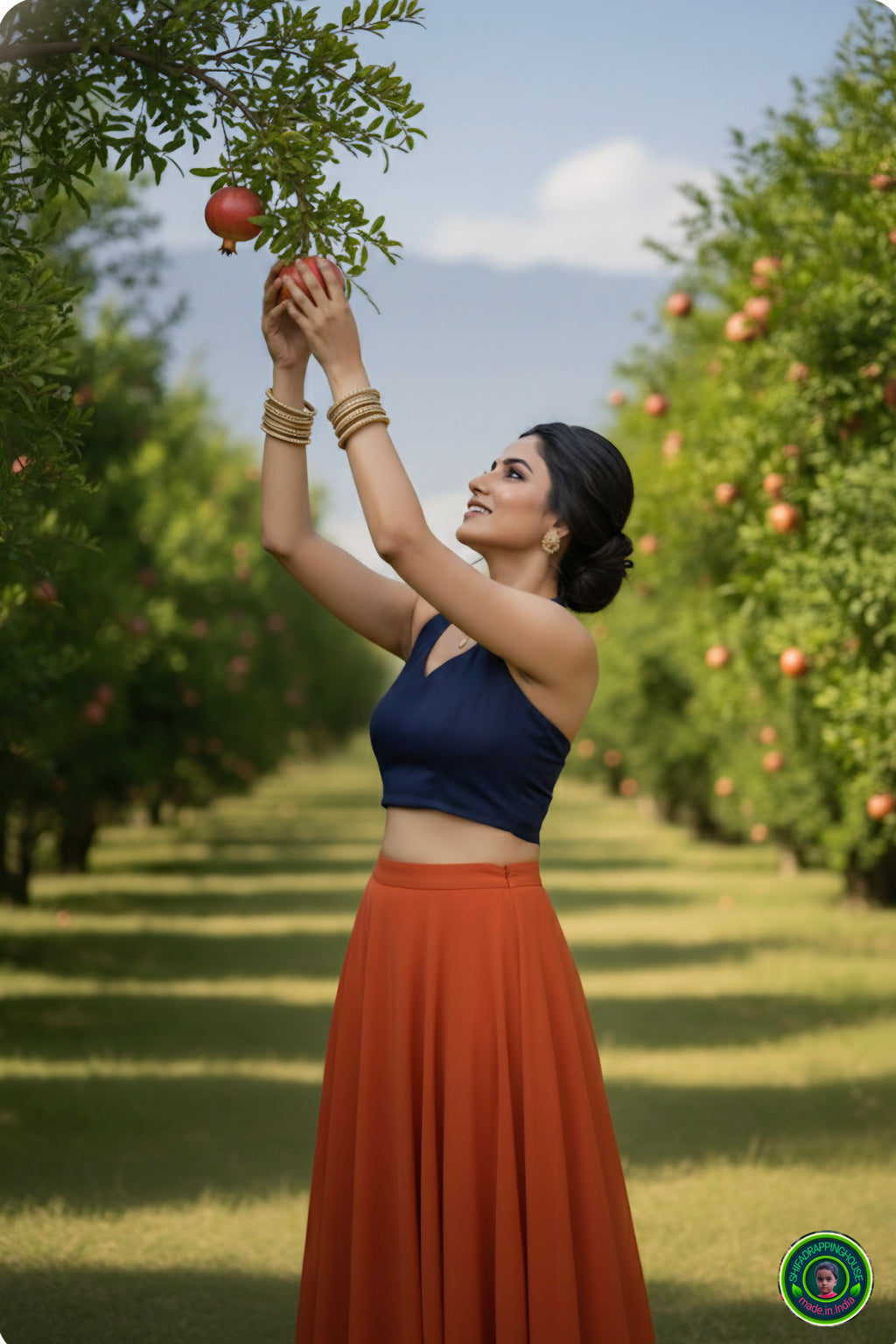 Premium Navy Blue Denim Alternate Halter Blouse – Luxury Princess Cut Indo-Western Top with Elegant Back Hook Opening
