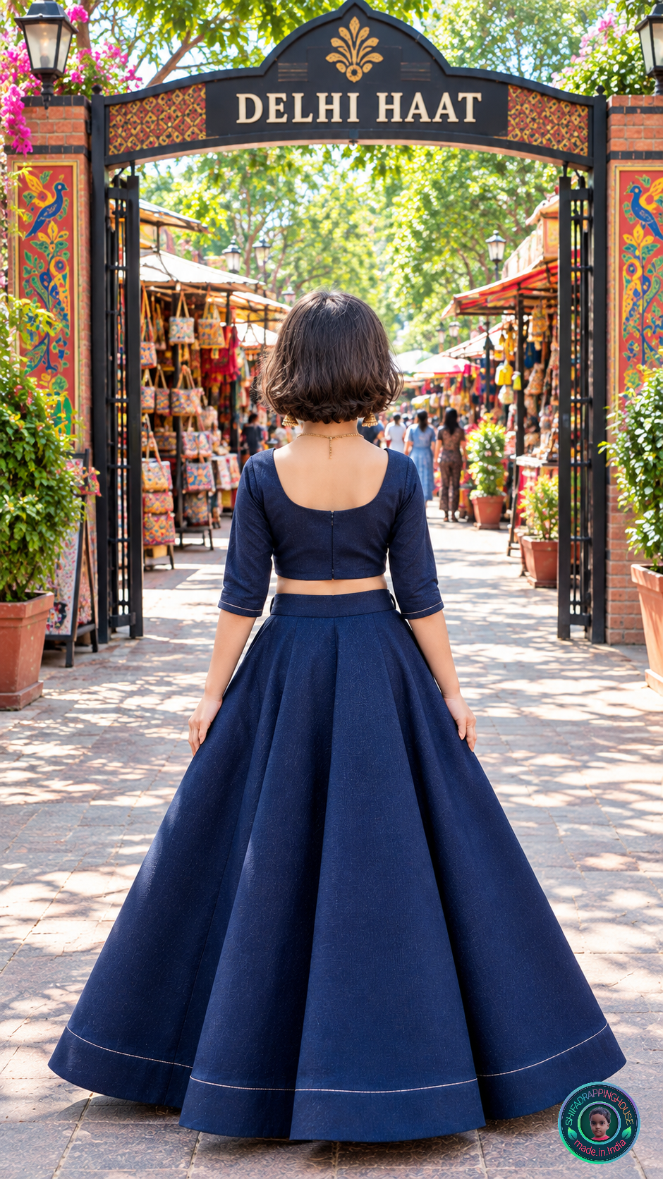 Architectural Soft Denim Indo-Western Lehenga Set – The No-Embroidery Challenge Edition (Mom & Daughter Matching)