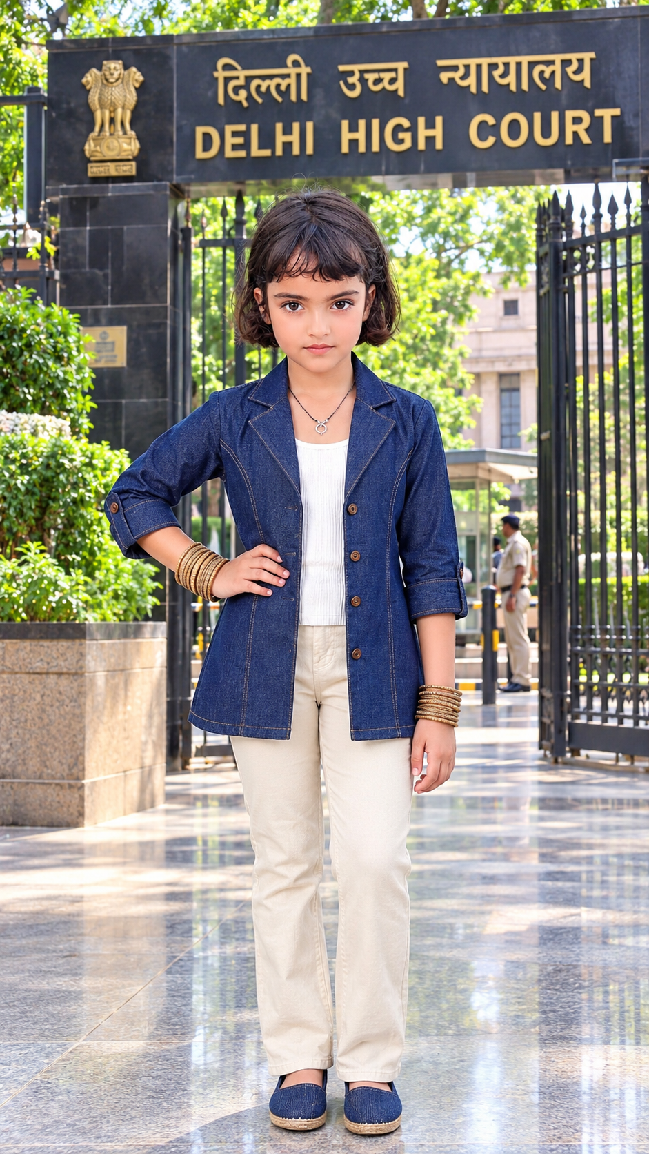 Midnight Navy Denim Jacket-Top | Handcrafted Princess Cut & Wooden Detail Elite Edition - Mom & Daughter Matching