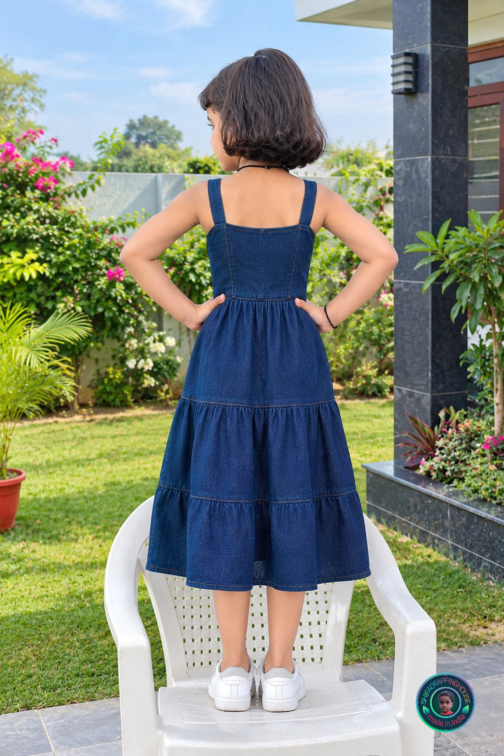 Stadium Vibe Denim Zip-Front Mom-Daughter Matching Midi Dress