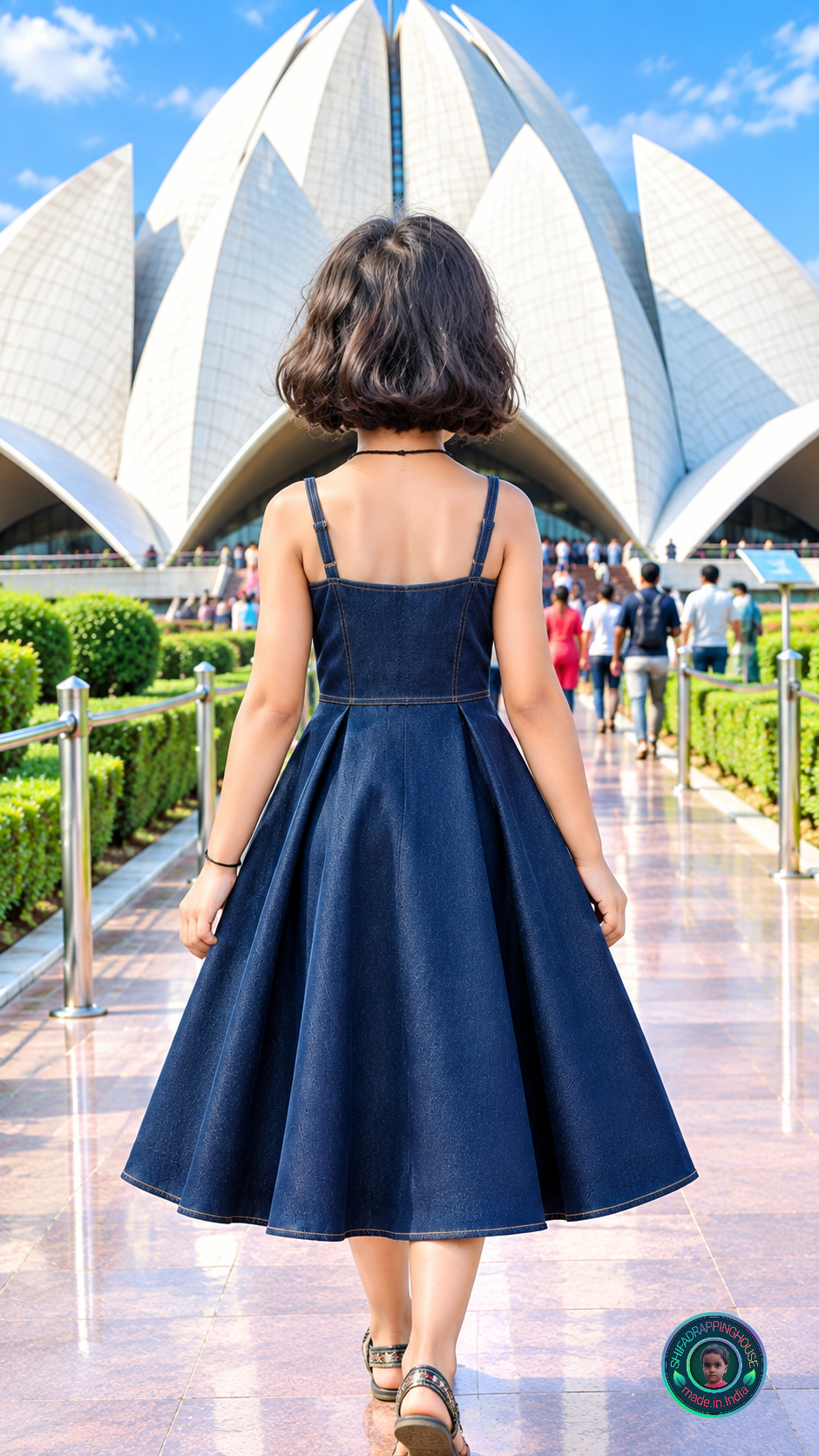 Summer Special Denim Fit & Flare Mom-Daughter Matching Midi Dress with Adjustable Straps