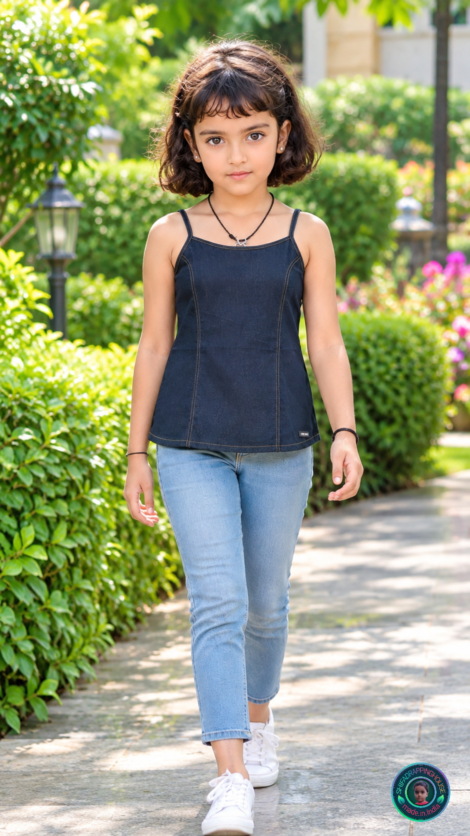 Stylish Sleeveless Denim Inner Camisole with Adjustable Straps - Mom & Daughter Matching