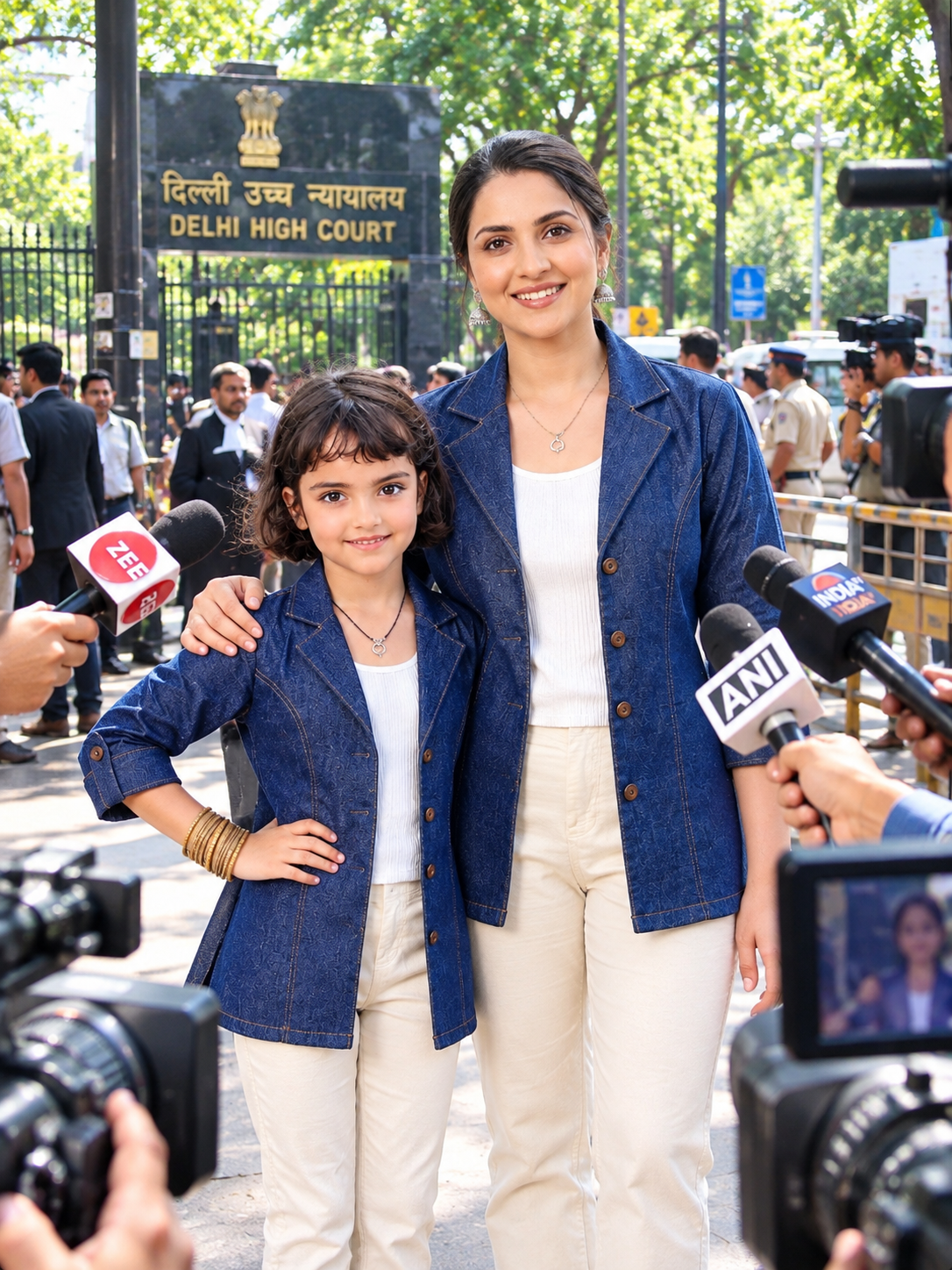 Midnight Navy Denim Jacket-Top | Handcrafted Princess Cut & Wooden Detail Elite Edition - Mom & Daughter Matching