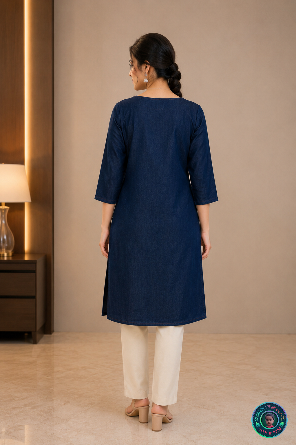 💎 Minimalist Navy Denim Kurta | Pure Fabric Pattern & Royal.Sober Luxury. Edition