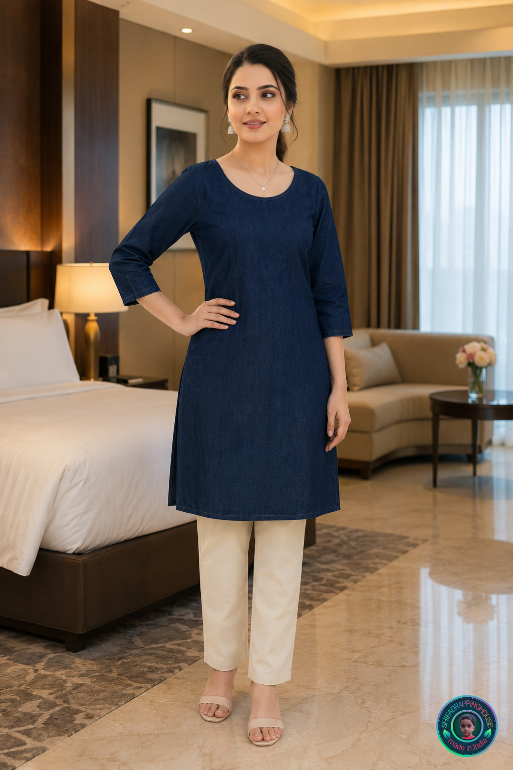 💎 Minimalist Navy Denim Kurta | Pure Fabric Pattern & Royal.Sober Luxury. Edition