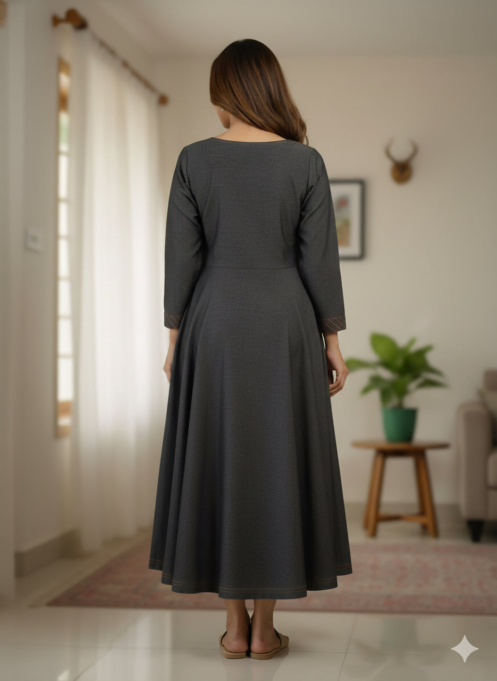 Black grey  Denim Gown
One Piece Dress for Women