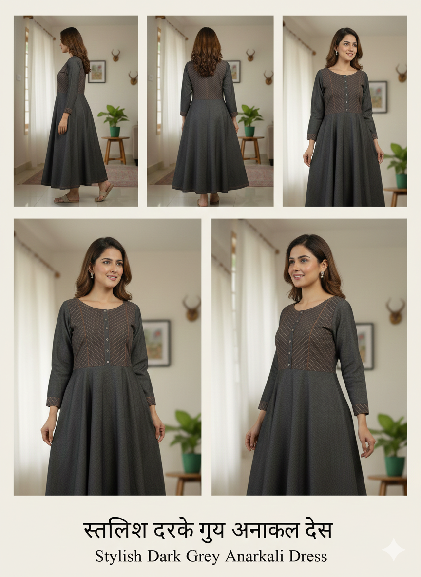Black grey  Denim Gown
One Piece Dress for Women