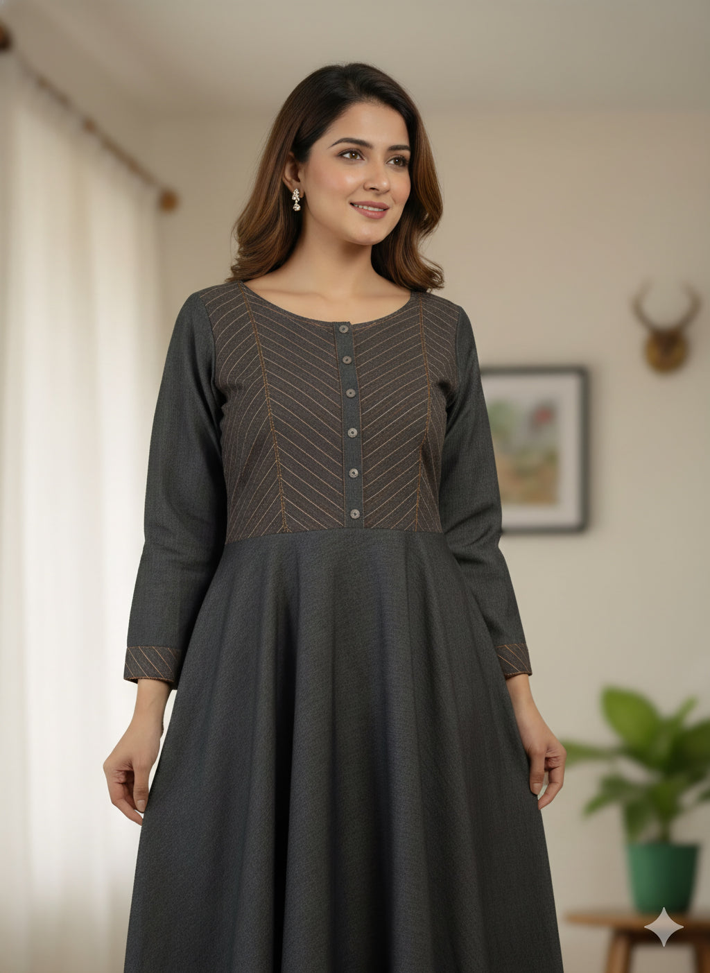 Black grey  Denim Gown
One Piece Dress for Women