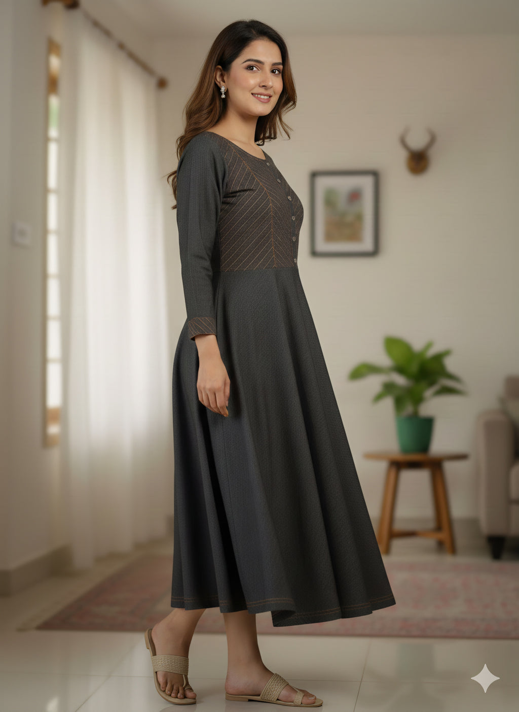 Black grey  Denim Gown
One Piece Dress for Women