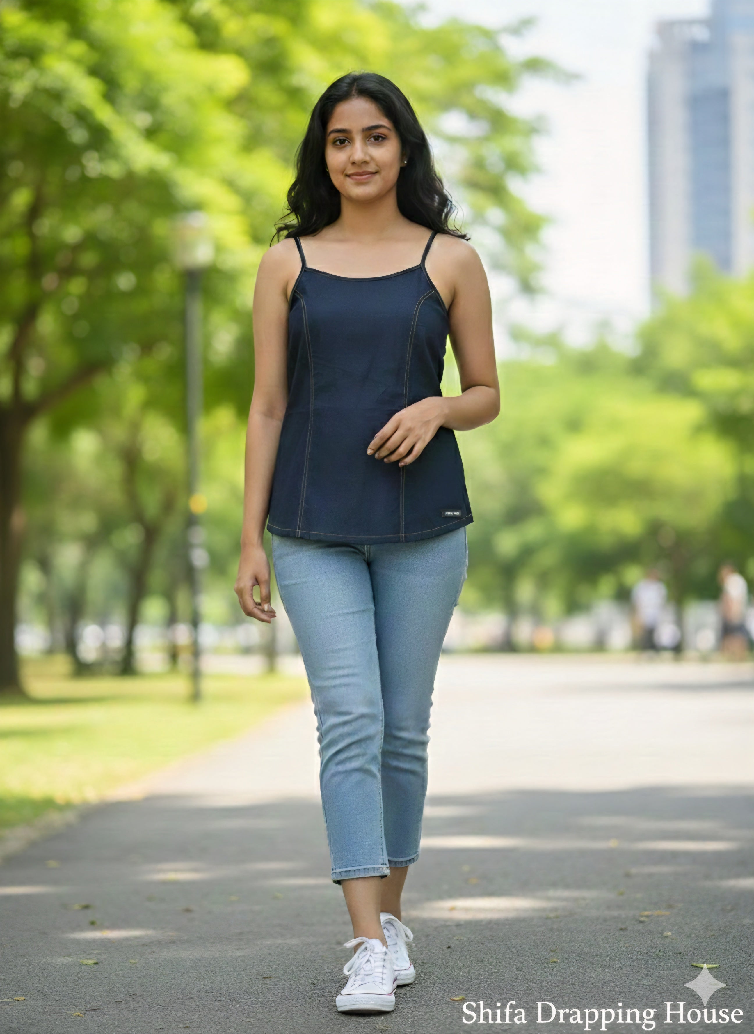 Stylish Sleeveless Denim Inner Camisole with Adjustable Straps