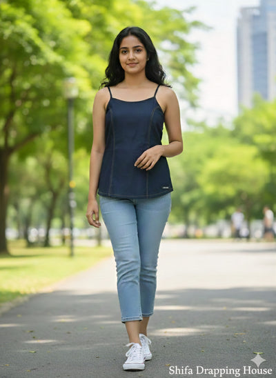 Stylish Sleeveless Denim Inner Camisole with Adjustable Straps