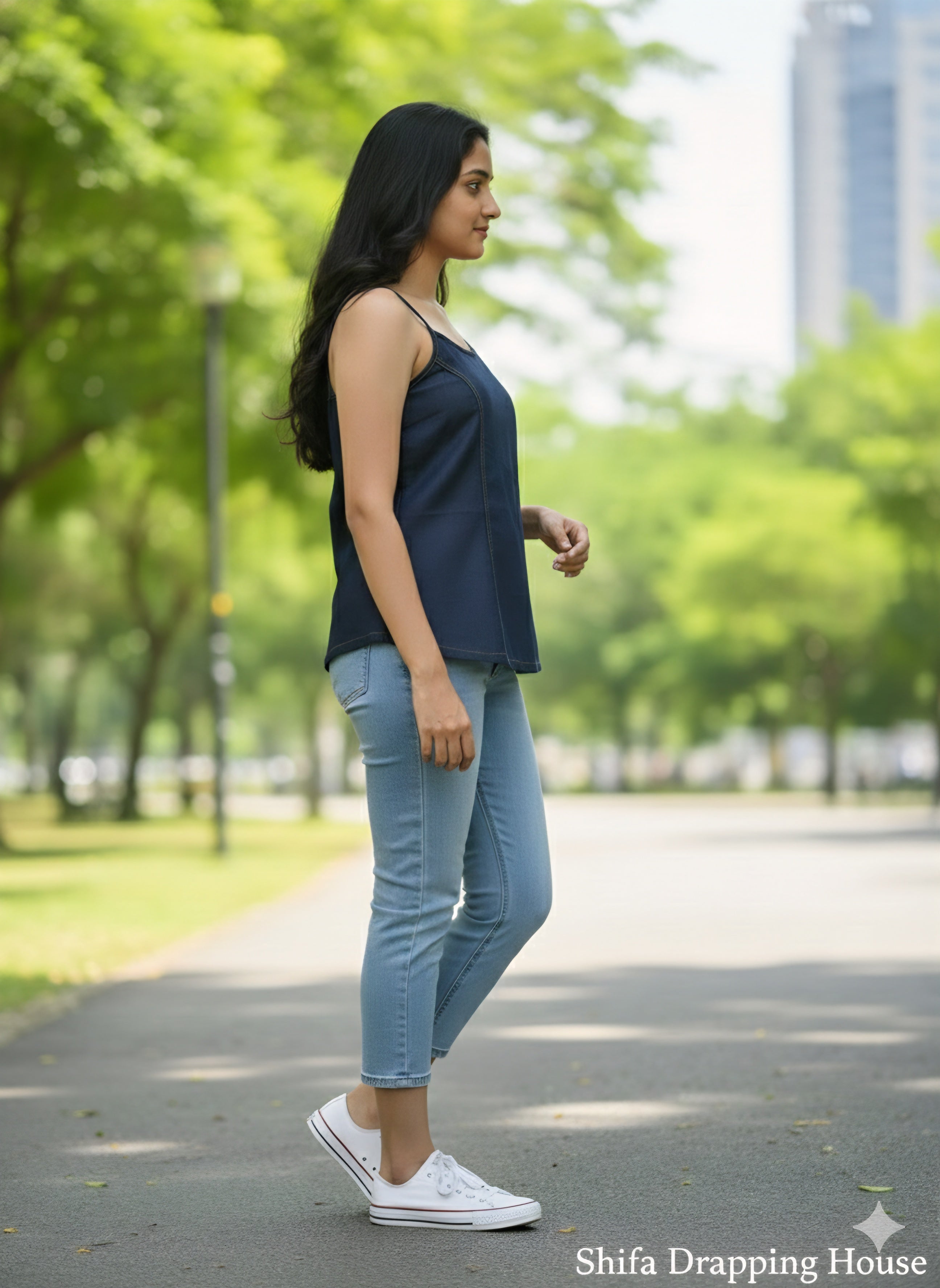 Stylish Sleeveless Denim Inner Camisole with Adjustable Straps