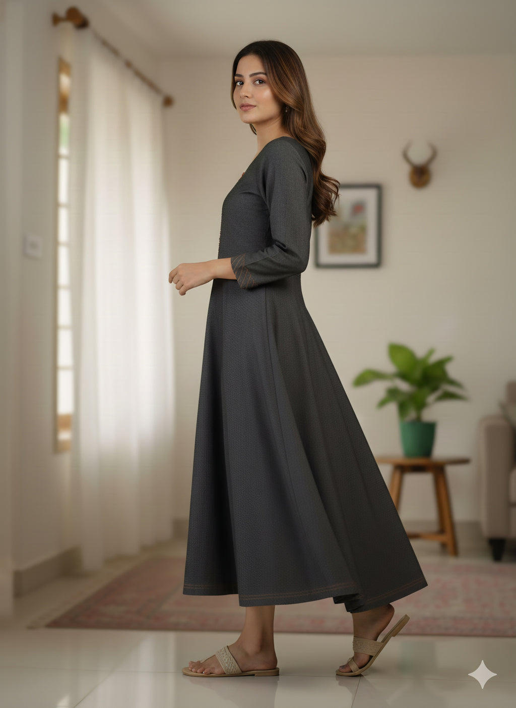 Black grey  Denim Gown
One Piece Dress for Women